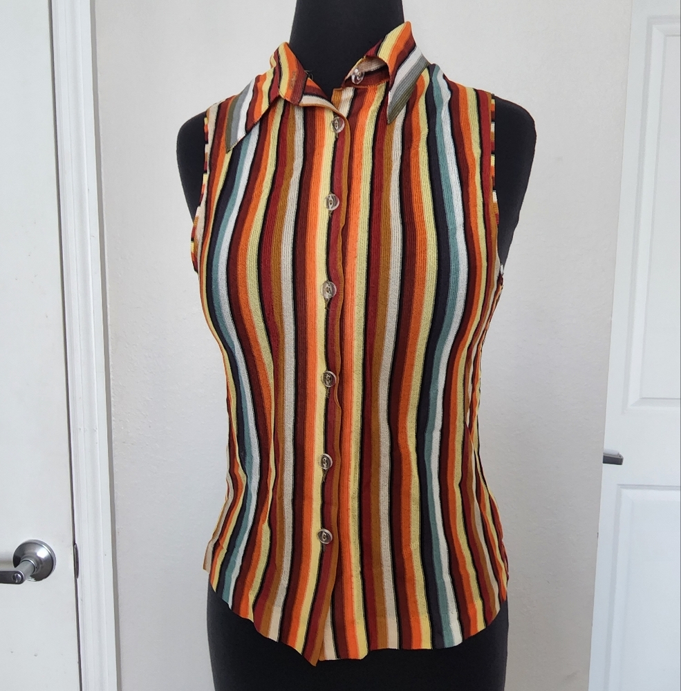 Missoni Orange and Black Striped Button-Down Shirt